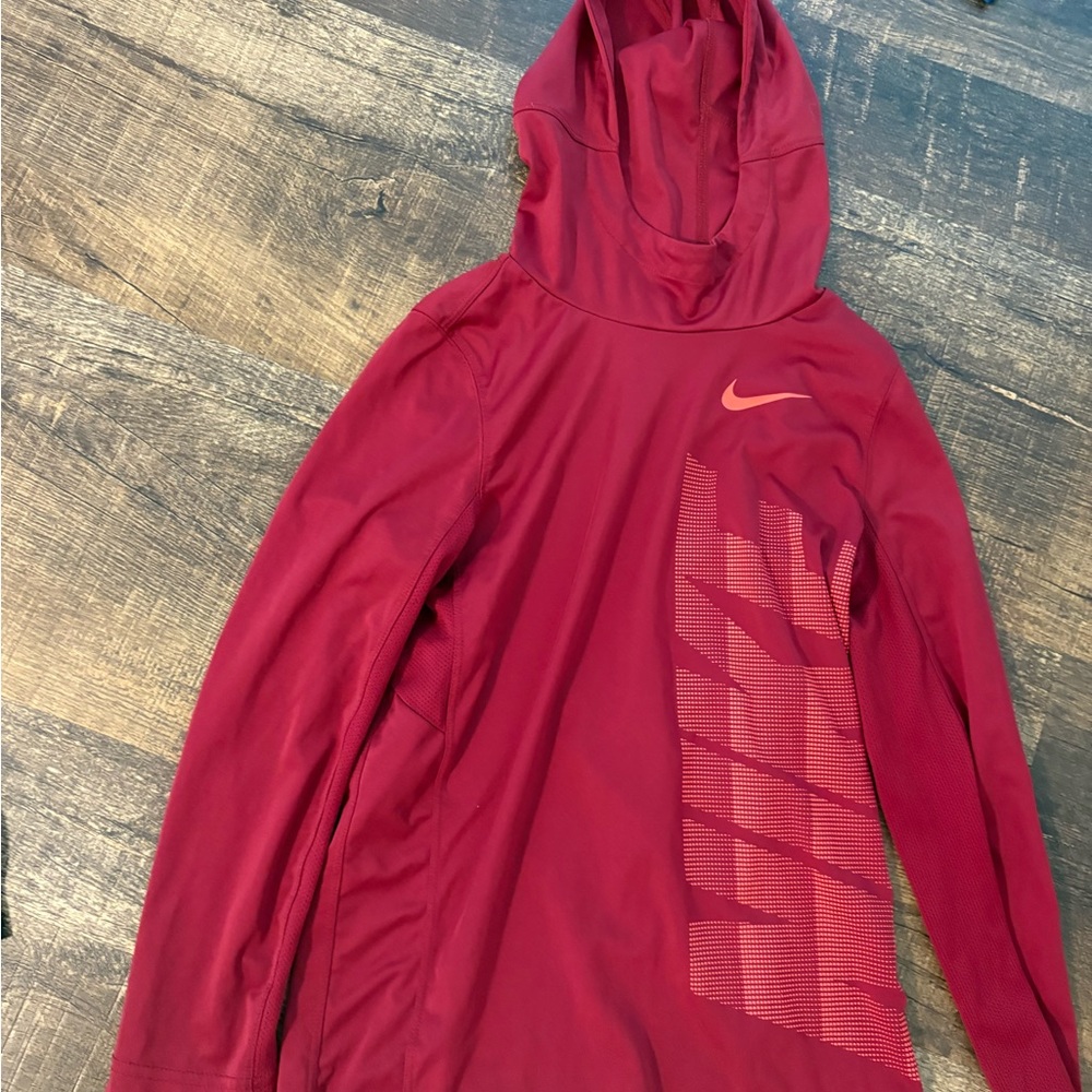 Nike Maroon/Red Hooded Athletic Pullover